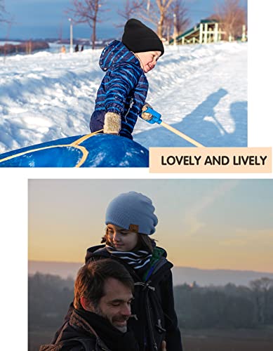 Beanie for Kid, Stretchy Childrens Thermal Insulated Wolly Hat with Turn Up for Boys and Girls, Double Layer for Winter Autumn (Orange)