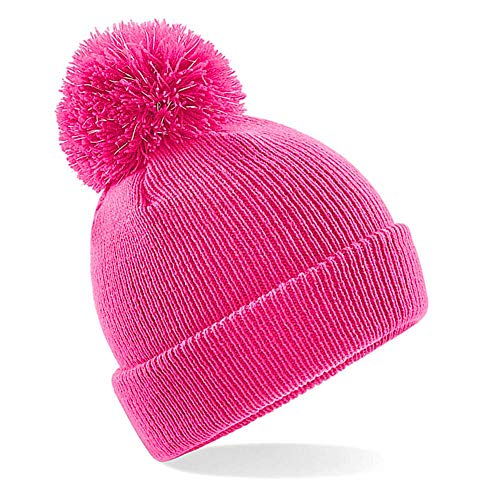 Beechfield Children's Winter Hat Junior Reflective Bobble Beanie - Blue - One Size