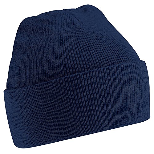 New Beechfield Childrens Kids Winter Knitted Beanie Hat French Navy One Size