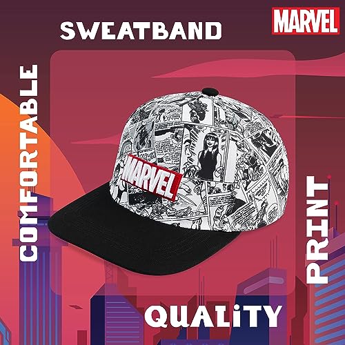Marvel Baseball Cap for Boys and Teenagers One Size Adjustable Strap Boys Hat Summer Holiday Accessories Lightweight Breathable Sun Hat Gifts for Boys Black/White