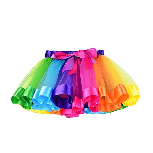 Sun-Trader Girls Layered Rainbow Tutu Skirt for Birthday Party Dress Up , M (for age 4-6 Years), Rainbow
