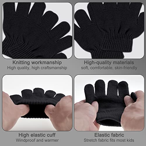 3Pcs Kids Winter Beanie Hat Scarf Gloves Set for 1-5 Years Old Boys Girls. Winter Accessories Sets for Children Outdoor Sports, Knit Thick Warm Fleece Lined Thermal Sets (Black)