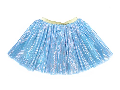 About Time Co Girls Sparkle Sequined Tulle Princess Tutu Skirt (as8, Age, 5_Years, 6_Years, Regular, Blue)