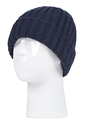 HEAT HOLDERS - Boys Every Day Casual Wear Ribbed Turnover Winter Hat for Kids (7-10 Years, Navy)