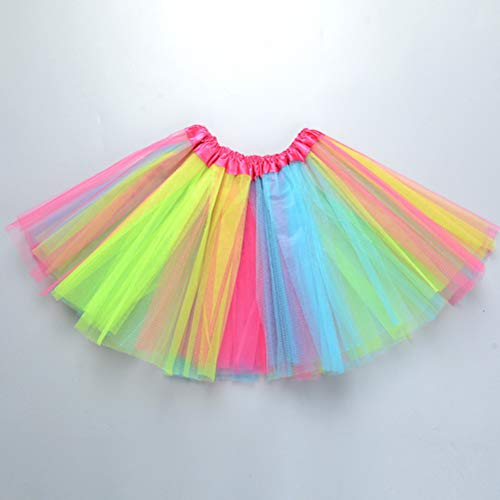 kuou Rainbow Tutu Skirt, Layered Tulle Dance Skirts for Kids Girls Dance Birthday Princess Party