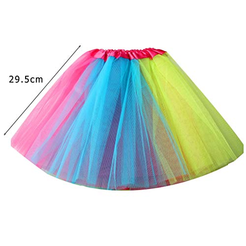 kuou Rainbow Tutu Skirt, Layered Tulle Dance Skirts for Kids Girls Dance Birthday Princess Party