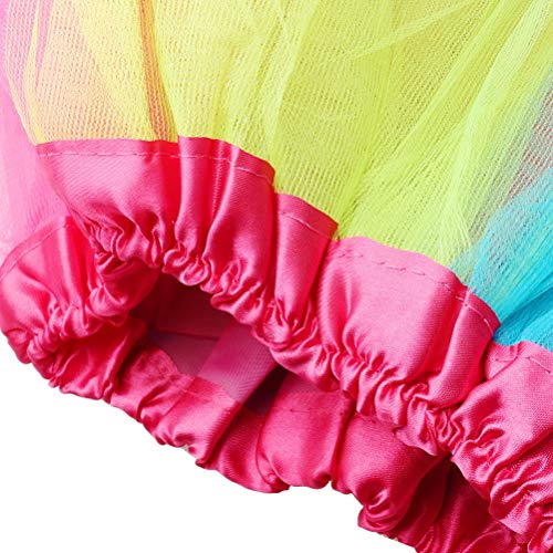 kuou Rainbow Tutu Skirt, Layered Tulle Dance Skirts for Kids Girls Dance Birthday Princess Party