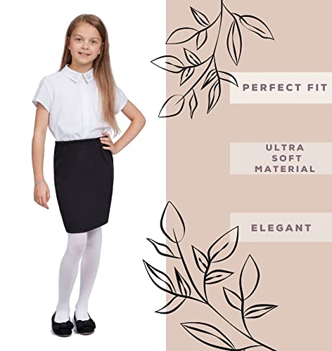 Hi!MOM Girls Skirt - Elegant School Cotton Skirt For Girls, Elastic Mid Waist School Uniform Skirt Knee Lenght, Summer Formal Casual Dress Stretchy Plain School Skirts in Multiple Colours Ages 5-11