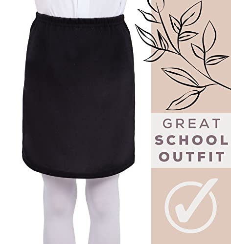 Hi!MOM Girls Skirt - Elegant School Cotton Skirt For Girls, Elastic Mid Waist School Uniform Skirt Knee Lenght, Summer Formal Casual Dress Stretchy Plain School Skirts in Multiple Colours Ages 5-11