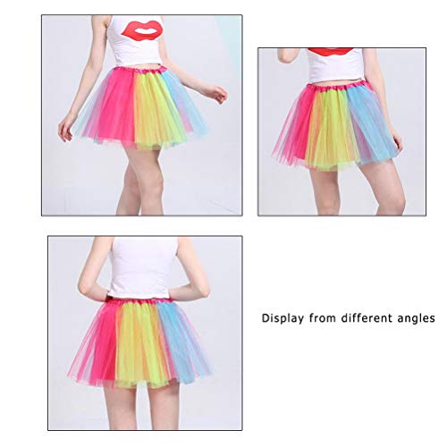 kuou Rainbow Tutu Skirt, Layered Tulle Dance Skirts for Kids Girls Dance Birthday Princess Party