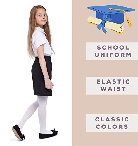 Hi!MOM Girls Skirt - Elegant School Cotton Skirt For Girls, Elastic Mid Waist School Uniform Skirt Knee Lenght, Summer Formal Casual Dress Stretchy Plain School Skirts in Multiple Colours Ages 5-11