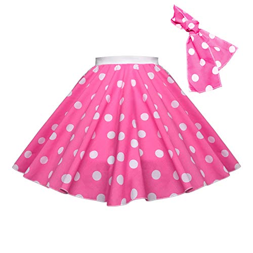 Children's Polka Dot Skirt Rock n Roll 50's/ 60's Style (6-9 yrs (22" Waist), Pink & White spot)