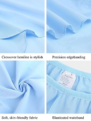 boruizhen Ballet Skirt Pull On Ballet Wrap Skirt Chiffon Dance Skirts with Elastic Waistband for Girls Women Blue S