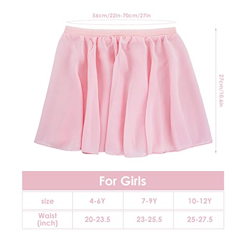 Yolev Ballet Wrap Skirt for Girls/Toddler, Kids Chiffon Dance Skirts for Kids Girls Toddler Performance Pull-On Skirt Dancewear Costumes Light Pink