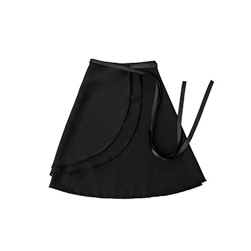 SKYSOAR Woemns Girls Ballet Wrap Skirt Dance Chiffon Wrap Skirt with Adjustable Waist tie for Kids and Adult, Black(adjustable Tie), S (110-130cm)