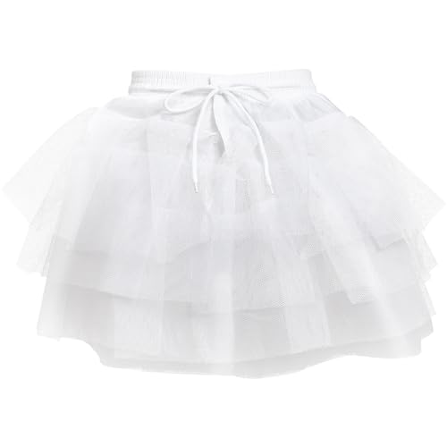 Amosfun Flower Girl Petticoat Tutu Skirt Crinoline Wedding Flower Children Layered Tulle Princess Dresses Underskirt for Child Kids Girl Size 35cm White