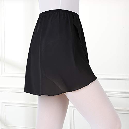 Bezioner Ballet Skirt Pull On Dance Skirts with Elastic Waistband for Girls Women Black M