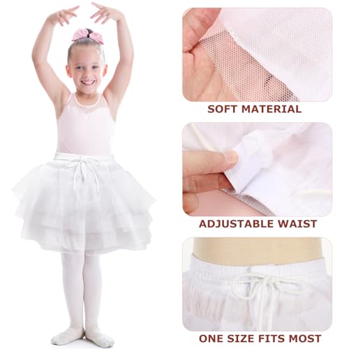Amosfun Flower Girl Petticoat Tutu Skirt Crinoline Wedding Flower Children Layered Tulle Princess Dresses Underskirt for Child Kids Girl Size 35cm White
