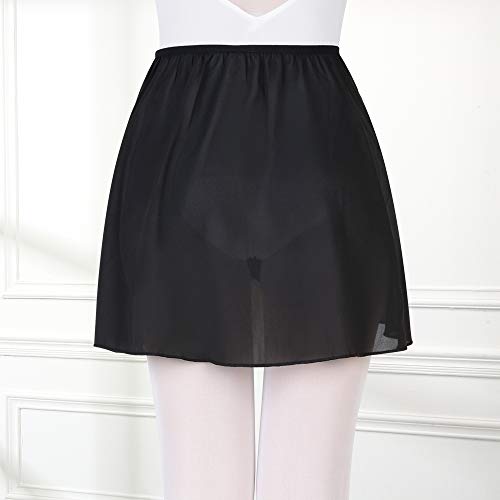 Bezioner Ballet Skirt Pull On Dance Skirts with Elastic Waistband for Girls Women Black M