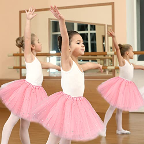 Thboxes Tutu Skirt for Girls, 3 Layers Ballet Dance Tutu Skirts for Birthday Party Holiday Party Dress Up Costume (3-8 Years) Pink