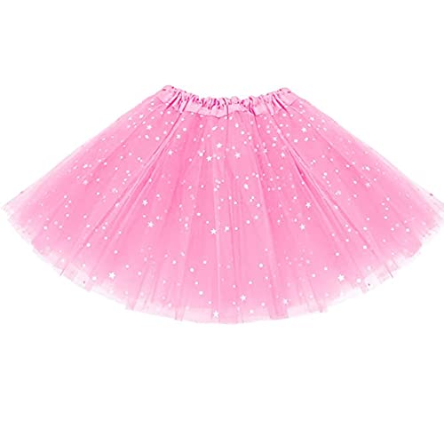 SECALIFE Girls Tutu Skirt Toddler Baby 3 Layers Tulle Sequin Star Ballet Dance Tutu Skirts for Girls 2-8 Years, Pink