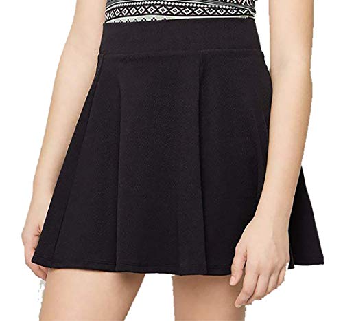 Pretty Fashion Girls School Skater Skirt Kids Flared Flowy High Waisted Dance Childrens Skirt Ages 5-13 (Black, 11-12)