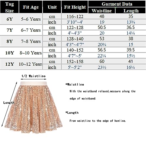 GRACE KARIN Girls Sequin Ballet Skirts Elastic Waist Toddler Tutu Glitter Short Sparkle Skirt Light Yellow 8-10 Years