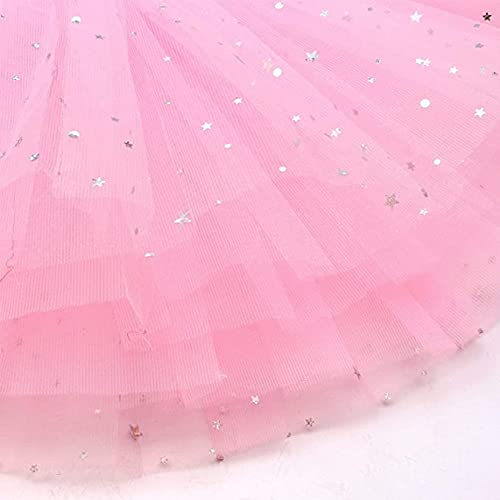 SECALIFE Girls Tutu Skirt Toddler Baby 3 Layers Tulle Sequin Star Ballet Dance Tutu Skirts for Girls 2-8 Years, Pink