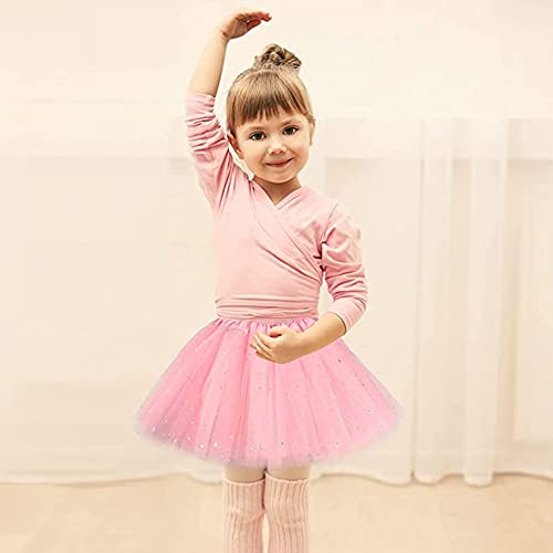 SECALIFE Girls Tutu Skirt Toddler Baby 3 Layers Tulle Sequin Star Ballet Dance Tutu Skirts for Girls 2-8 Years, Pink