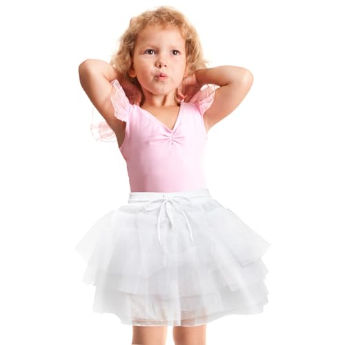 Amosfun Flower Girl Petticoat Tutu Skirt Crinoline Wedding Flower Children Layered Tulle Princess Dresses Underskirt for Child Kids Girl Size 35cm White
