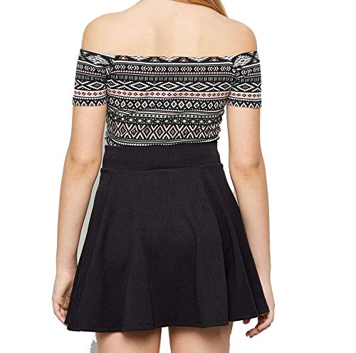 Pretty Fashion Girls School Skater Skirt Kids Flared Flowy High Waisted Dance Childrens Skirt Ages 5-13 (Black, 11-12)