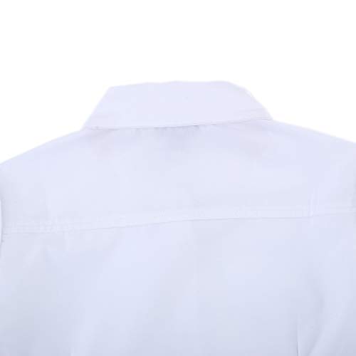 Bienzoe Girls School Uniform Shirt: Kids Summer Ruffle Button Down Short Sleeve Cotton Oxford White M