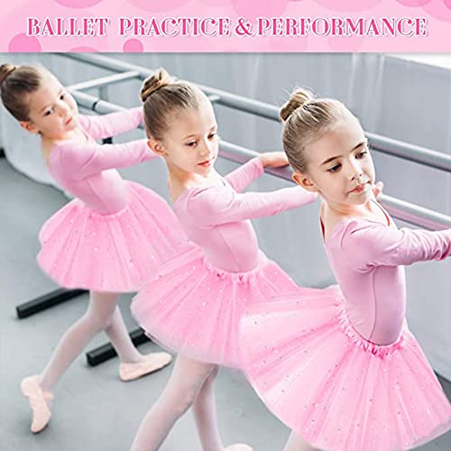 SECALIFE Girls Tutu Skirt Toddler Baby 3 Layers Tulle Sequin Star Ballet Dance Tutu Skirts for Girls 2-8 Years, Pink
