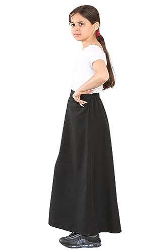 Girls School Maxi Skirts Long Ankle Length Girls Long Skirt Half Elasticated Waist (as8, Age, 11_Years, 12_Years, Regular, Black)