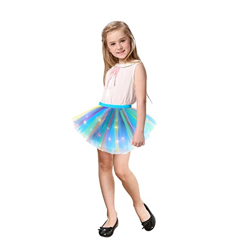 Amusingtao Girls Tutu Skirt with LED Light Up Stars Sequin, Little Girls Star Ballet Dance Tutu Skirts Party Dance Dress Princess Clothes for 3-13 Years Kids