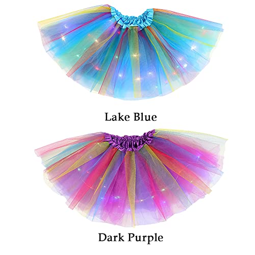 Amusingtao Girls Tutu Skirt with LED Light Up Stars Sequin, Little Girls Star Ballet Dance Tutu Skirts Party Dance Dress Princess Clothes for 3-13 Years Kids