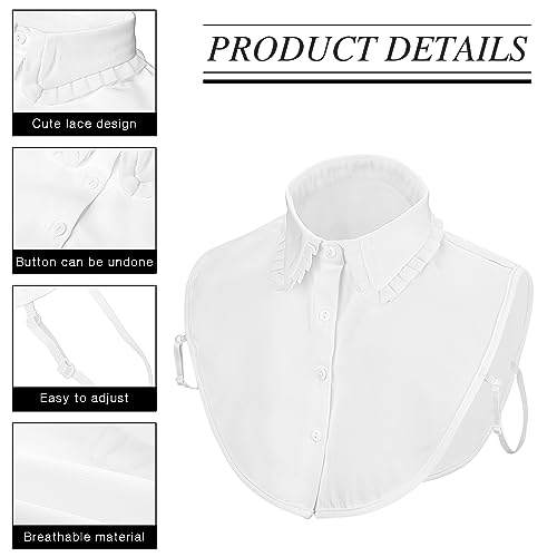 Sintege Fake Collar Detachable Collar Cotton Ruffle Blouse Folding Design False Collar Half Shirt for Women Girls Ladies Accessories White