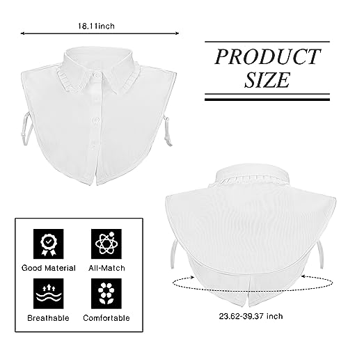Sintege Fake Collar Detachable Collar Cotton Ruffle Blouse Folding Design False Collar Half Shirt for Women Girls Ladies Accessories White