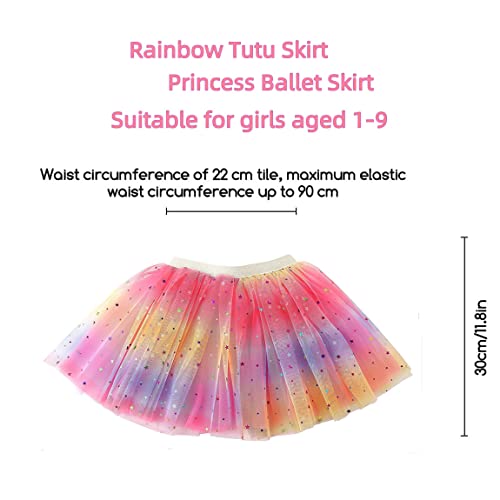 Girls Tutu Skirts Rainbow Toddler Tulle Fairy Ballet Skirt 4 Layers Princess Costume for Dance Show Birthday Party Daily Life Photography School Play Fairy Dress up Gift for Girls 3-8 Years (Pink)