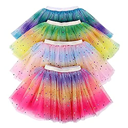Girls Tutu Skirts Rainbow Toddler Tulle Fairy Ballet Skirt 4 Layers Princess Costume for Dance Show Birthday Party Daily Life Photography School Play Fairy Dress up Gift for Girls 3-8 Years (Pink)