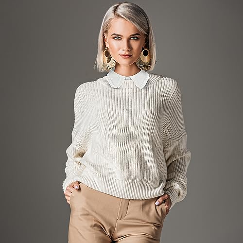 Sintege Fake Collar Detachable Collar Cotton Ruffle Blouse Folding Design False Collar Half Shirt for Women Girls Ladies Accessories White