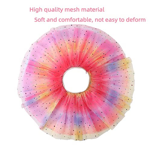 Girls Tutu Skirts Rainbow Toddler Tulle Fairy Ballet Skirt 4 Layers Princess Costume for Dance Show Birthday Party Daily Life Photography School Play Fairy Dress up Gift for Girls 3-8 Years (Pink)