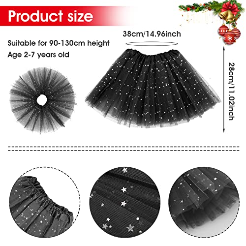 WLLHYF Tutu Skirts Girls 3 Layers Tulle Sequin Star Ballet Dance Tutu Skirt Princess Skirt for Girl Toddler 2-8 Years (Black)