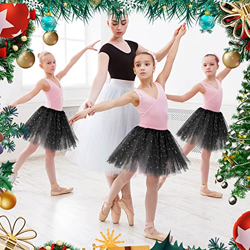 WLLHYF Tutu Skirts Girls 3 Layers Tulle Sequin Star Ballet Dance Tutu Skirt Princess Skirt for Girl Toddler 2-8 Years (Black)