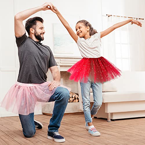 Sibba Tutus Skirt 3-Layer Sparkle Tulle Ruffle Layered Ballet Dress Dance Infrant Girls Kids Toddler Outdoor Clothing Costume (Red)