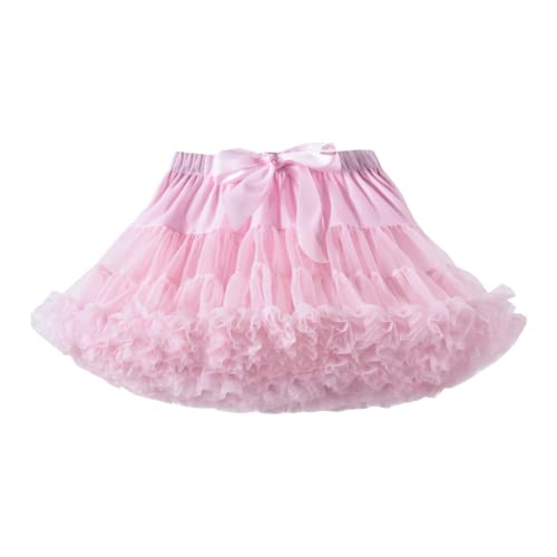 Alunsito Toddler Girls Pettiskirts Children Tutu Kids Tulle Skirts Baby Birthday Ruffle Skirt Dress Pink S 2-4 Years