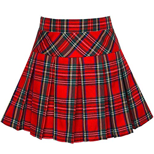 Sunny Fashion Girls Skirt Back School Uniform Red Tartan Skirt Age 6 Years