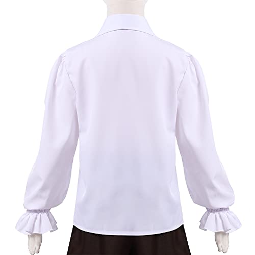 GRACEART Boy's Medieval Pirate Shirt Renaissance Costume Colonial Cosplay Ruffle Shirt Lapel Collar Lace Up Tops Kids Blouse White