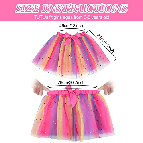 Baby Girls Rainbow Layered Tutu Skirt - Toddlers Girls Princess Tulle Ballet Dress with Unicorn Horn Headband