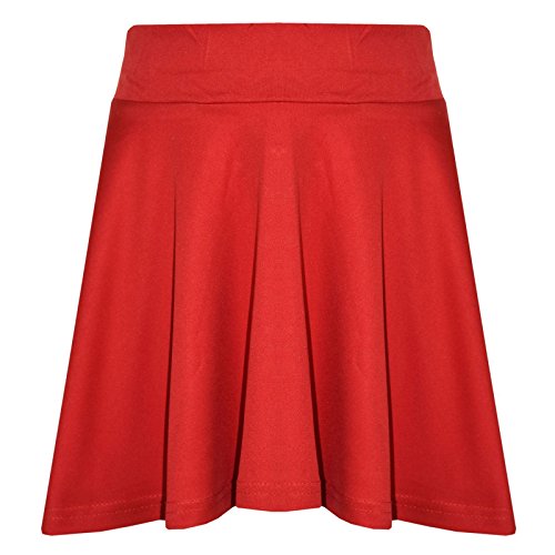 A2Z 4 Kids Girls Skirts Kids School Fashion Summer - Plain Skater Skirt Red 9-10